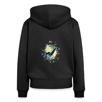 Surfer sur la grande éclaboussure de couleur - Sweat à capuche zippé Premium bio Femme - noir - Dos - Julia (174cm)