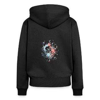 Vélo Mountain Color Splash - Sweat à capuche zippé Premium bio Femme - noir - Dos - Julia (174cm)