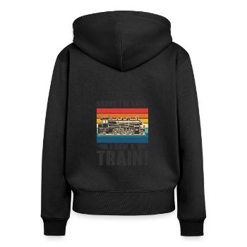 Train Locomotive Hobby Trainspotting Railfan - Women's Premium Organic Zip Hoodie - black - Back - Julia (174cm)