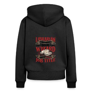Lustiges Bibliothekar Thema - Frauen Premium Bio Zip Hoodie - Schwarz - Hinten - Julia (174cm)
