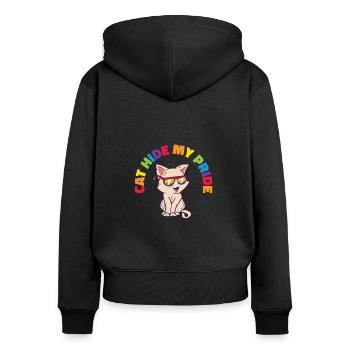 Cat Hide My Pride Chats LGBT et - Sweat à capuche zippé Premium bio Femme - noir - Dos - Julia (174cm)