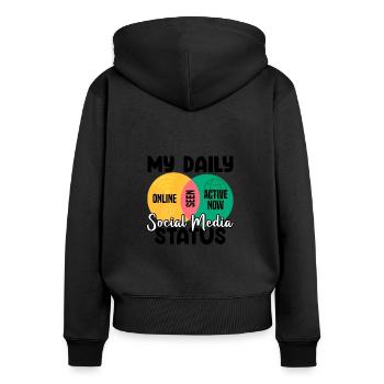 My Daily Social Media Status Venn Diagram Shirt - Women's Premium Organic Zip Hoodie - black - Back - Julia (174cm)
