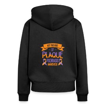 Psoriasis Warrior Plaque Lavendel Orange Ribbon - Frauen Premium Bio Zip Hoodie - Schwarz - Hinten - Julia (174cm)