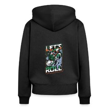 Let´s Roll Sushi Dragon Sushi Rolle - Frauen Premium Bio Zip Hoodie - Schwarz - Hinten - Julia (174cm)