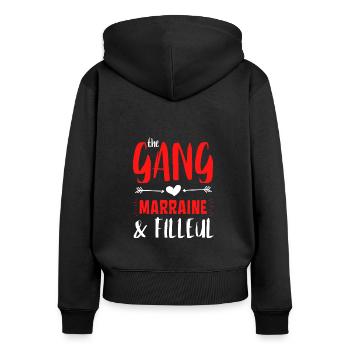 The Gang Marraine et Filleuls - Sweat à capuche zippé Premium bio Femme - noir - Dos - Julia (174cm)