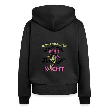 Lustiger Winzerin Spruch Reife Trauben Weinlese - Frauen Premium Bio Zip Hoodie - Schwarz - Hinten - Julia (174cm)