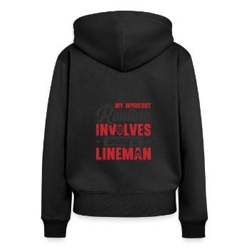 Football Lineman Leben Workout Routine Spieler - Frauen Premium Bio Zip Hoodie - Schwarz - Hinten - Julia (174cm)