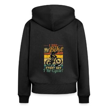 J’utilise mon vélo tous les jours où je fais du vélo, du vélo. - Sweat à capuche zippé Premium bio Femme - noir - Dos - Julia (174cm)