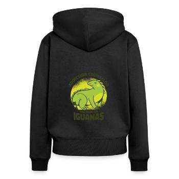Leguan Eidechse Sucht Reptil Leguan Liebhaber - Frauen Premium Bio Zip Hoodie - Schwarz - Hinten - Julia (174cm)