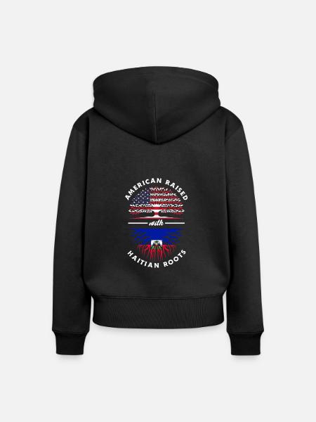 Proud Haitian Haiti Flag - Frauen Premium Bio Zip Hoodie - Schwarz