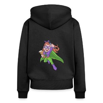 Lehrerin Superheldin - Frauen Premium Bio Zip Hoodie - Schwarz - Hinten - Julia (174cm)