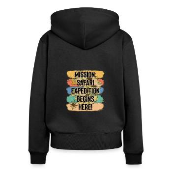 Safari Wildlife Mission Expedition Adventure - Women's Premium Organic Zip Hoodie - black - Back - Julia (174cm)