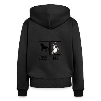 Zoologiste Licorne Mythique Zoo Animaux Zoologie - Sweat à capuche zippé Premium bio Femme - noir - Dos - Julia (174cm)