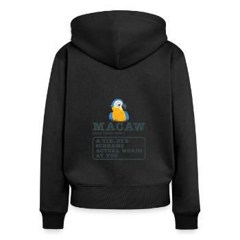 Ara Papagei Vogel Zoo Tier Vogelbeobachter - Frauen Premium Bio Zip Hoodie - Schwarz - Hinten - Julia (174cm)