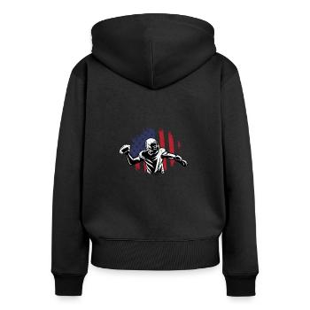 Football américain Drapeau Sports patriotiques - Sweat à capuche zippé Premium bio Femme - noir - Dos - Julia (174cm)