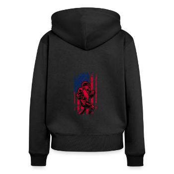 American Football Flag Patriotic Sports Football - Women's Premium Organic Zip Hoodie - black - Back - Julia (174cm)