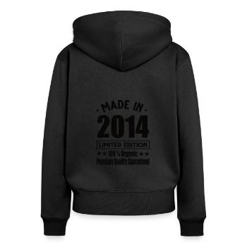 Fabriqué en 2014 Vintage Retro Limited Edition - Sweat à capuche zippé Premium bio Femme - noir - Dos - Julia (174cm)