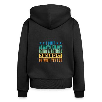 Zoologe im Ruhestand Vintage Ruhestand Zookeeper - Frauen Premium Bio Zip Hoodie - Schwarz - Hinten - Julia (174cm)