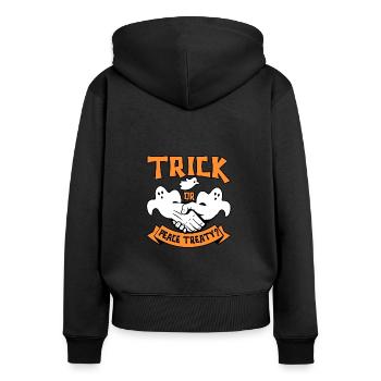 Halloween Trick Peace Treaty Pacifist Election - Women's Premium Organic Zip Hoodie - black - Back - Julia (174cm)