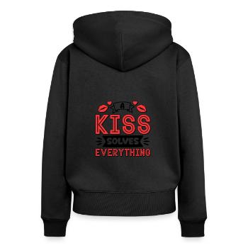 Problème Kissing Solution Relation Partenaire Baiser - Sweat à capuche zippé Premium bio Femme - noir - Dos - Julia (174cm)
