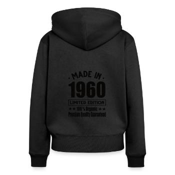 Fabriqué en 1960 Vintage Retro Limited Edition - Sweat à capuche zippé Premium bio Femme - noir - Dos - Julia (174cm)