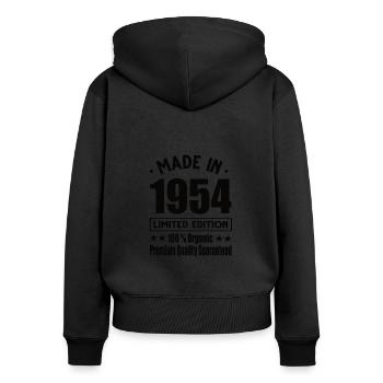 Fabriqué en 1954 Vintage Retro Limited Edition - Sweat à capuche zippé Premium bio Femme - noir - Dos - Julia (174cm)