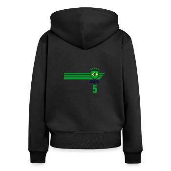 Brésil Maillot de fan de football brésilien Seleção - Sweat à capuche zippé Premium bio Femme - noir - Dos - Julia (174cm)