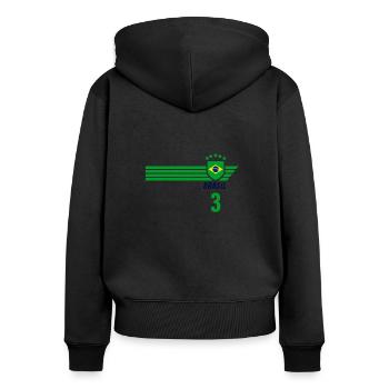 Brésil Maillot de fan de football brésilien Seleção - Sweat à capuche zippé Premium bio Femme - noir - Dos - Julia (174cm)