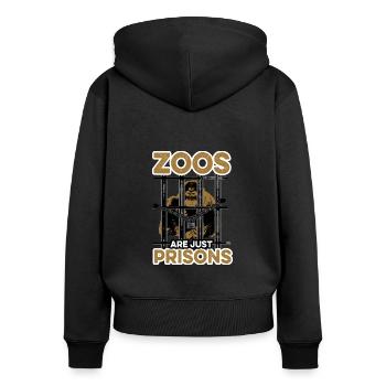 Les zoos ne sont que des prisons anti-protestation contre - Sweat à capuche zippé Premium bio Femme - noir - Dos - Julia (174cm)