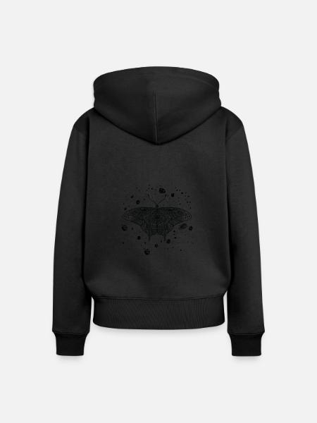 Himmlischer Schmetterling Nachthimmel Linienkunst - Frauen Premium Bio Zip Hoodie - Schwarz