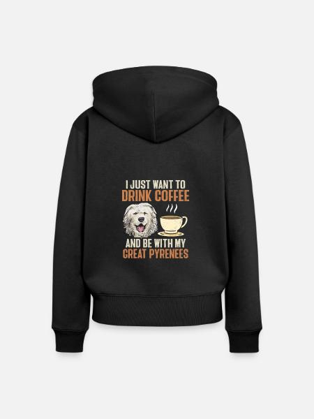 Great Pyrenees Hund Kaffee Pyrenäen - Frauen Premium Bio Zip Hoodie - Schwarz