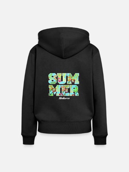 Summer Design mit Hibiskus - Frauen Premium Bio Zip Hoodie - Schwarz