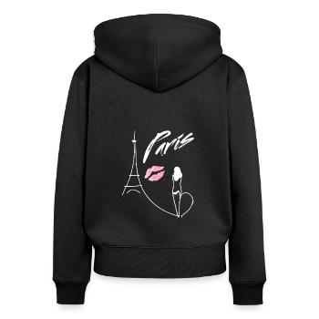 One Line Drawing Mrs. Eiffel Tower Paris Kussmund - Women's Premium Organic Zip Hoodie - black - Back - Julia (174cm)