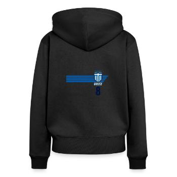 Griechenland Hellas Greece Griechisches Fussball - Frauen Premium Bio Zip Hoodie - Schwarz - Hinten - Julia (174cm)