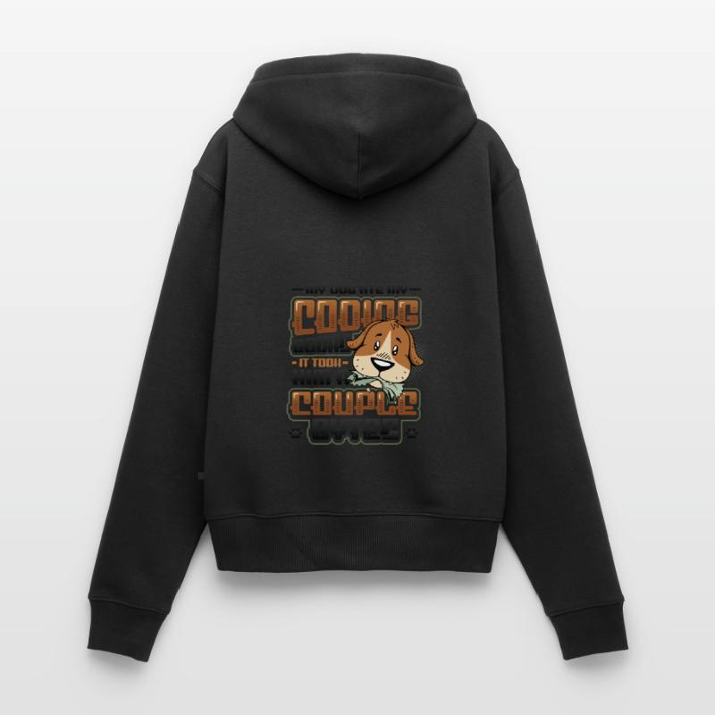 Dog Bytes Code Computer Joke Programming Women's Premium Organic Zip Hoodie