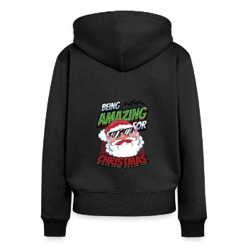 Être incroyable pour le Père Noël - Sweat à capuche zippé Premium bio Femme - noir - Dos - Julia (174cm)