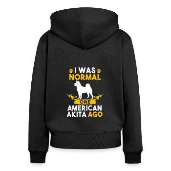 Amerikanischer Akita Inu - Frauen Premium Bio Zip Hoodie - Schwarz - Hinten - Julia (174cm)