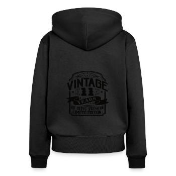 Birthday Vintage 11 Years Limited Edition - Women's Premium Organic Zip Hoodie - black - Back - Julia (174cm)