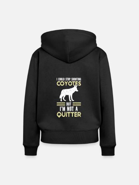 Coyote Jäger - Frauen Premium Bio Zip Hoodie - Schwarz