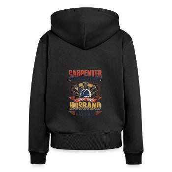 Drôle de menuiserie, charpentier. - Sweat à capuche zippé Premium bio Femme - noir - Dos - Julia (174cm)