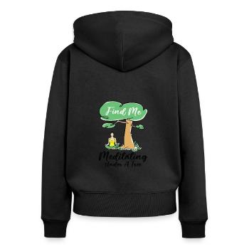 Serenity Meditating Nature Fan Spiritual Yoga - Women's Premium Organic Zip Hoodie - black - Back - Julia (174cm)