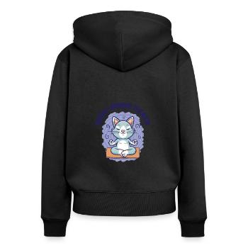Gelassenheit Katze Yoga Katzenbesitzer Meditation - Frauen Premium Bio Zip Hoodie - Schwarz - Hinten - Julia (174cm)