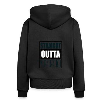 Straight Outta 1991 Geburtstag 1991 Geboren 1991 - Frauen Premium Bio Zip Hoodie - Schwarz - Hinten - Julia (174cm)