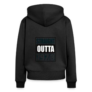 Straight Outta 1973 Geburtstag 1973 Geboren 1973 - Frauen Premium Bio Zip Hoodie - Schwarz - Hinten - Julia (174cm)