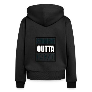 Straight Outta 1970 Geburtstag 1970 Geboren 1970 - Frauen Premium Bio Zip Hoodie - Schwarz - Hinten - Julia (174cm)