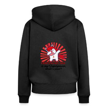 HIV AIDS Awareness Month Shirt, Dabbing Unicorn - Women's Premium Organic Zip Hoodie - black - Back - Julia (174cm)