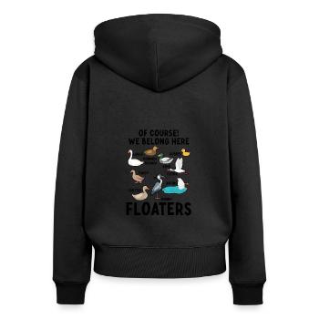 Lustige Tiere Vögel Schwimmer Wir gehören hierher - Frauen Premium Bio Zip Hoodie - Schwarz - Hinten - Julia (174cm)