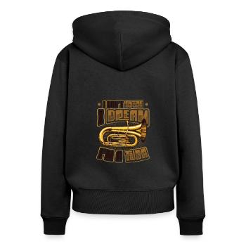 Ich Schnarche Nicht, Ich Träume, Ich Bin Eine Tuba - Frauen Premium Bio Zip Hoodie - Schwarz - Hinten - Julia (174cm)