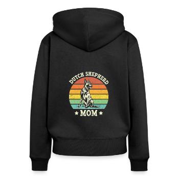 Holländischer Schäferhund Dutch Shepherd - Frauen Premium Bio Zip Hoodie - Schwarz - Hinten - Julia (174cm)