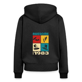 Awesome since 1983. Wakeboard Lifestyle - Women's Premium Organic Zip Hoodie - black - Back - Julia (174cm)